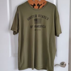 GENERAL STANDARD Mens Olive Green USA Short Sleeve Tee Shirt. Size XL
